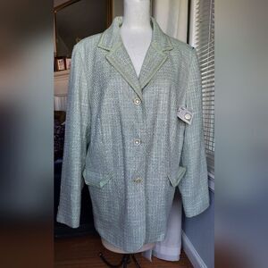 {Jaclyn Smith} Vintage Blazer Metallic Silver Green Holiday Charm Size 20W